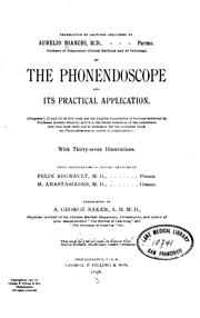 Cover of: Translation of lectures delivered by Aurelio Bianchi ... on the phonendoscope and its practical application ...