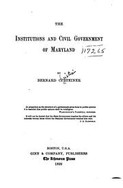 Cover of: The institutions and civil government of Maryland by Steiner, Bernard Christian, Bernard C. Steiner