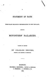 A Statement of Facts from Each Religious Denomination in New England, Respecting Ministers Salaries by Charles Brooks