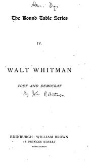 Cover of: Walt Whitman, poet and democrat.