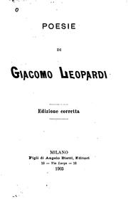 Cover of: Poesie by Giacomo Leopardi