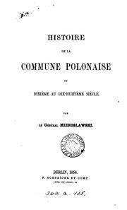 Cover of: Histoire de la commune polonaise du dixième au dix-huitième siècle