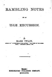 Cover of: Rambling Notes of an Idle Excursion