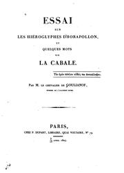 Cover of: Essai sur les hiéroglyphes d'Horapollon et quelques mots sur la cabale