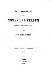 Cover of: Die Unterscheidung von Nomen und Verbum in der lautlichen Form by August Schleicher
