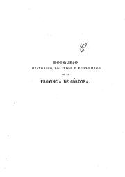 Bosquejo histórico, político y ecónomico de la provincia de Córdoba by Santiago J. Albarracín