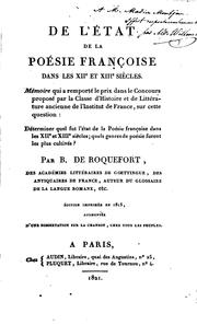Cover of: De l'état de la poésie françoise dans les XIIe et XIIIe siècles