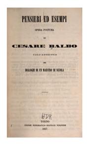 Cover of: Pensieri ed esempi by Cesare Balbo, conte