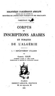 Corpus des inscriptions arabes et turques de l'Algérie