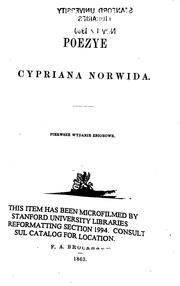 Cover of: Poezye Cypriana Norwida. by Cyprian Norwid