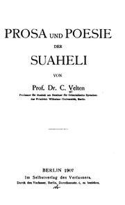 Cover of: Prosa und Poesie der Suaheli by [gesammelt] von C. Velten.