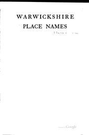 Cover of: Warwickshire place names by Duignan, W. H.