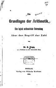 Cover of: Die Grundlagen der Arithmetik by Gottlob Frege
