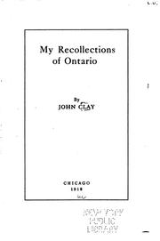 Cover of: My recollections of Ontario