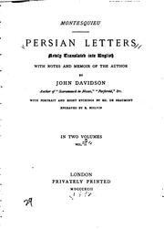 Cover of: Persian letters by Charles-Louis de Secondat baron de La Brède et de Montesquieu