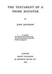 Cover of: testament of a prime minister