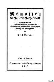 Cover of: Memoiren der Kaiserin Katharina II by Catherine II, Empress of Russia