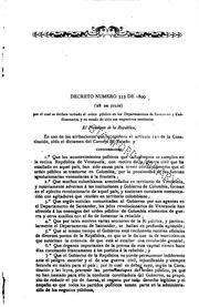 Cover of: Decretos legislativos expedidos durante la guerra de 1899 a 1902