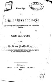 Cover of: Grundzüge der Criminalpsychologie by Richard von Krafft-Ebing
