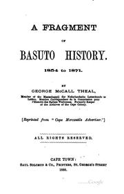 Cover of: A fragment of Basuto history, 1854 to 1871 by George McCall Theal