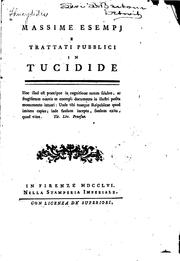 Massime esempi e trattati pubblici in Tucidide by Thucydides