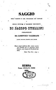 Cover of: Saggio dell'origine e del progresso de' costumi e delle opinioni a' medesimi pertinenti