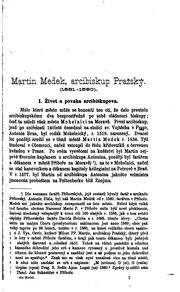 Cover of: Martin Medek, arcibiskup pražský: historicko-kritické vypsání náboženských poměrů v Čechách od roku 1581-1590