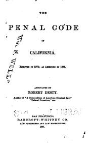 Cover of: The Penal Code of California by California.
