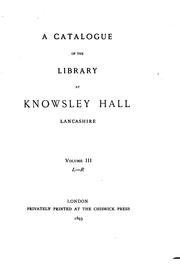 Cover of: A Catalogue of the library at Knowsley Hall, Lancashire.
