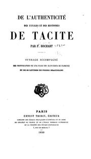 Cover of: De l'authenticité des Annales et des Histoires de Tacite