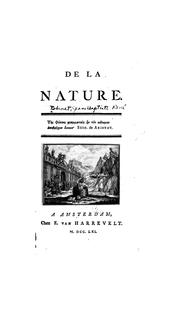 Cover of: De la nature.