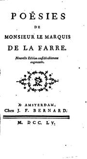 Cover of: Poësies de Monsieur le marquis de La Farre. by Charles-Auguste marquis de La Fare