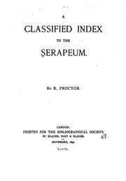 Cover of: A classified index to the Serapeum