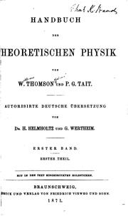 Cover of: Handbuch der theoretischen Physik by William Thomson Kelvin