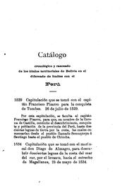 Cover of: Catálogo cronológico y razonado de los títulos territoriales de Bolivia en el diferendo de límites con el Perú.
