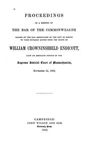 Cover of: Proceedings of a meeting of the Bar of the Commonwealth | Massachusetts Bar Association.