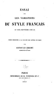 Cover of: Essai sur les variations du style français au dix-septième siècle