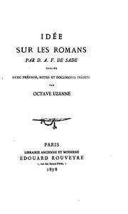 Cover of: Idée sur les romans by Marquis de Sade