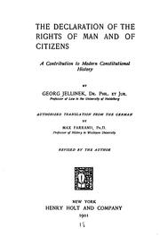 Cover of: The declaration of the rights of man and of citizens: a contribution to modern constitutional history