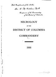 Cover of: Necrology of the commandery of the District of Columbia, 1888: Philip Henry Sheridan, General, U.S. Army