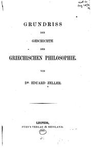 Cover of: Grundriss der Geschichte der griechischen Philosophie. by Eduard Zeller
