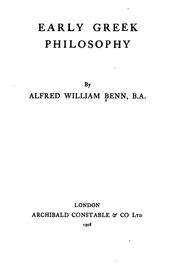 Cover of: Early Greek philosophy.