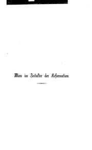 Cover of: Wien im Zeitalter der Reformation by Moritz Smets