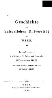 Cover of: Geschichte der kaiserlichen Universität zu Wien. by Rudolf Kink