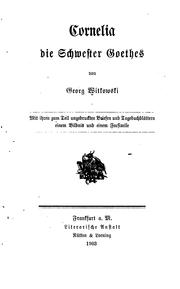 Cover of: Cornelia, die Schwester Goethes.