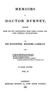 Cover of: Memoirs of Doctor Burney
