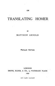 Cover of: On translating Homer. by Matthew Arnold