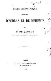 Cover of: Étude chronologique des livres d'Esdras et de Néhémie