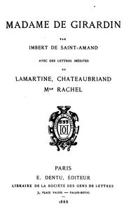 Cover of: Madame de Girardin.