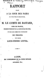 Cover of: Rapport fait à la Cour des pairs: le 15 mai 1820 et jours suivans
